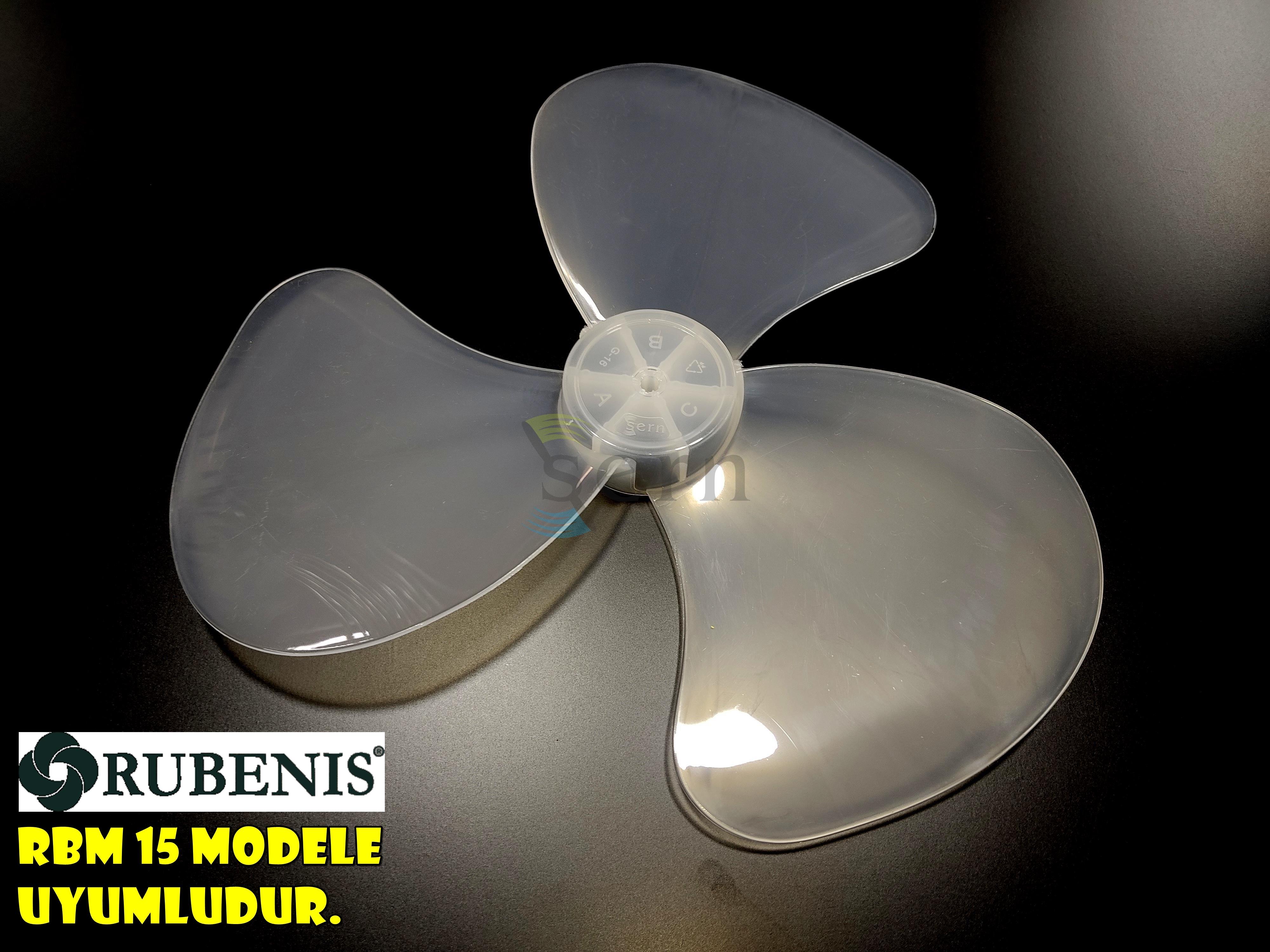 Rubenis RBM 05 Modele Uyumlu Vantilatör Pervanesi 3 kanat 16inç 36cm Yumuşak Esnek 