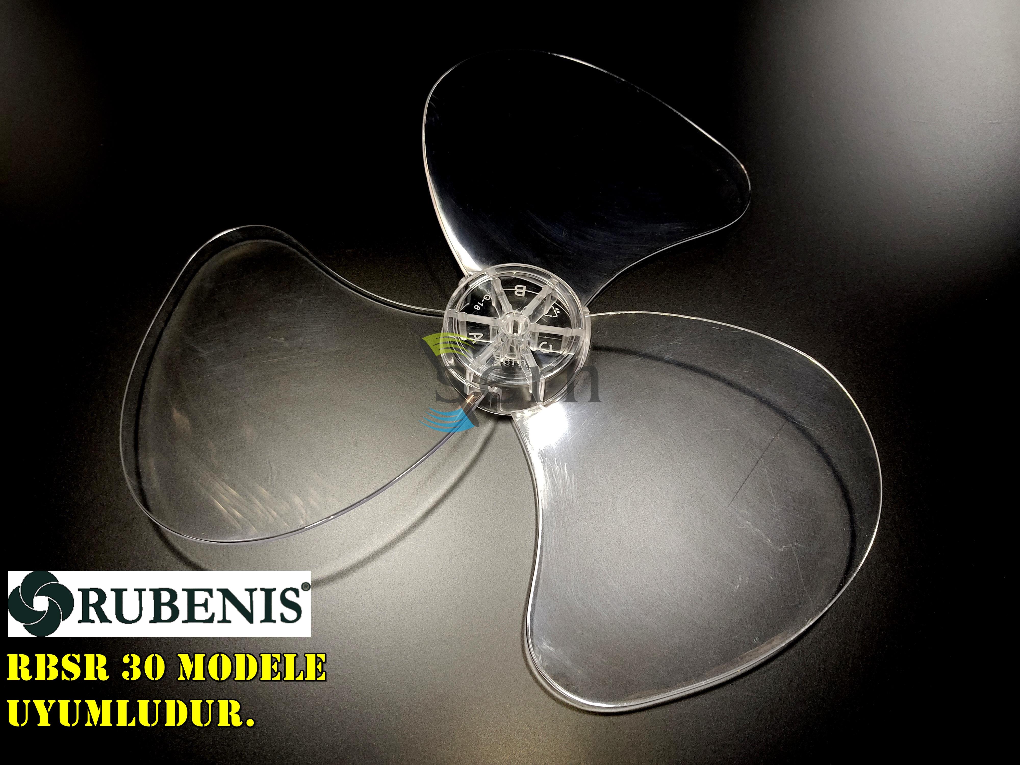 Rubenis RBSR 30 Modele Uyumlu Vantilatör Pervanesi  3 kanat 36cm Sert 16inç Şeffaf