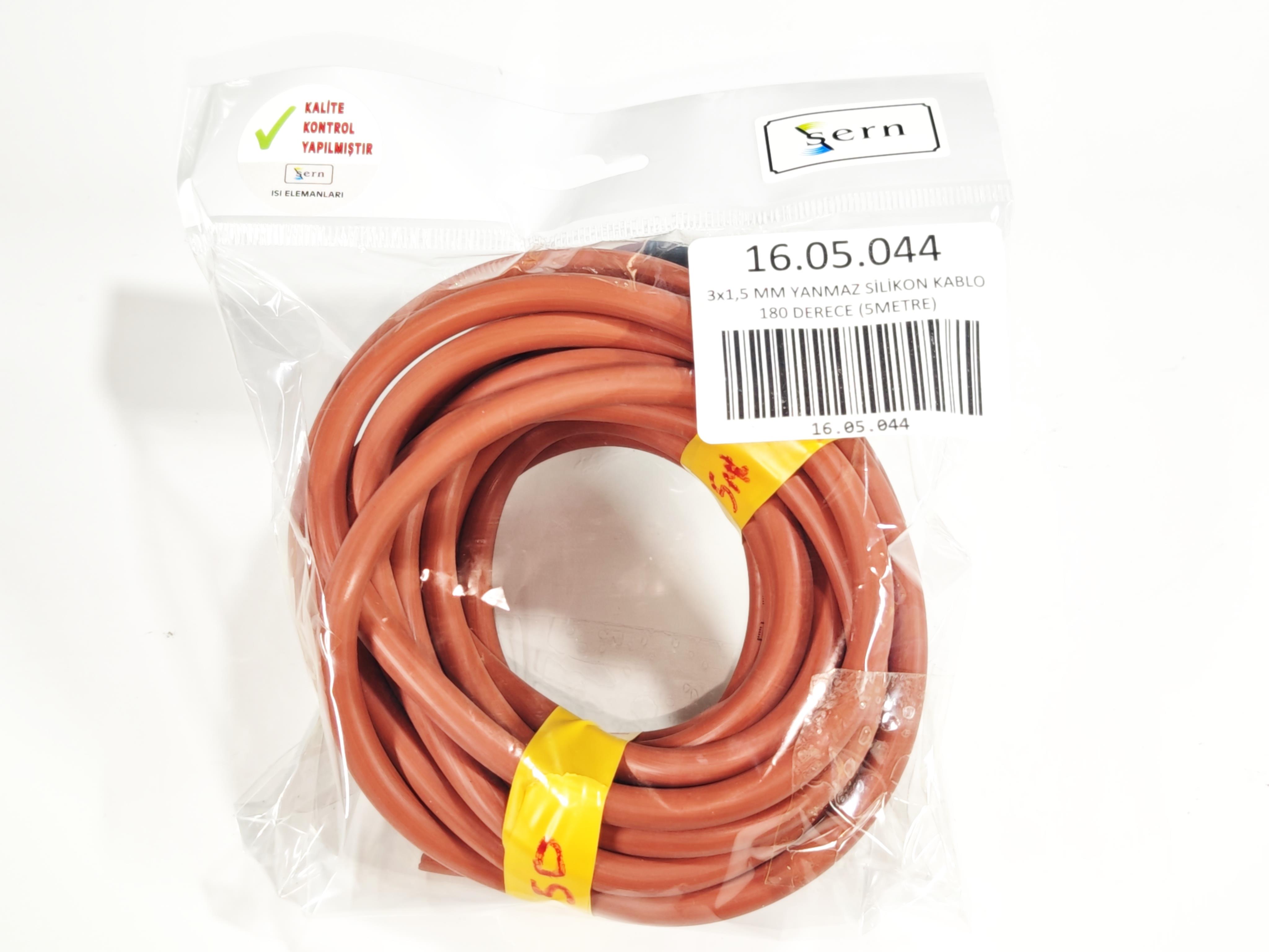 SERN 3x1,5mm Yanmaz Silikon Kablo TTR Bakır Kırmızı Renk 180 Derece (5 Metre Fişsiz)
