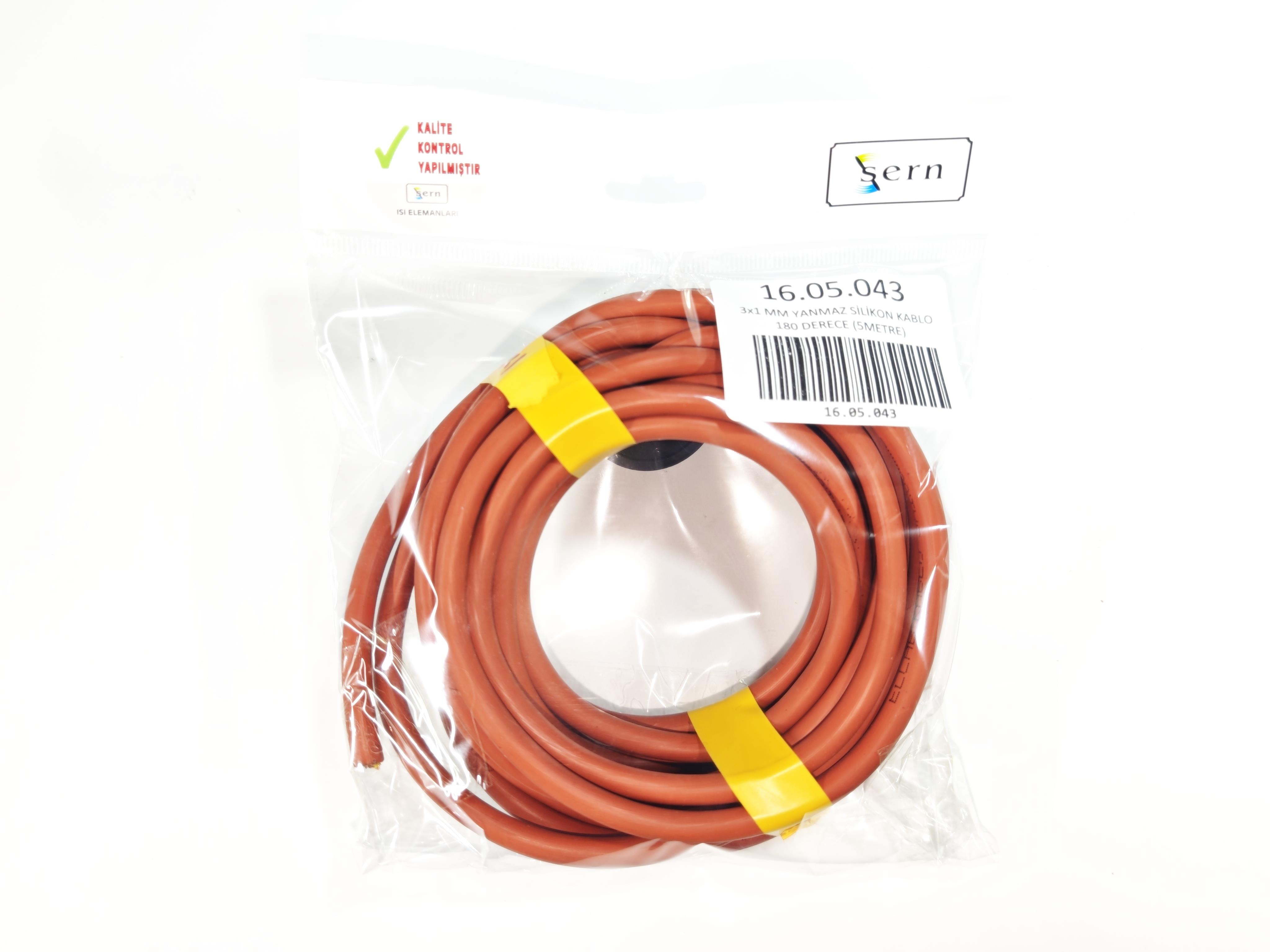 SERN 3x1mm Yanmaz Silikon Kablo TTR Bakır Kırmızı Renk 180 Derece (5 Metre Fişsiz)