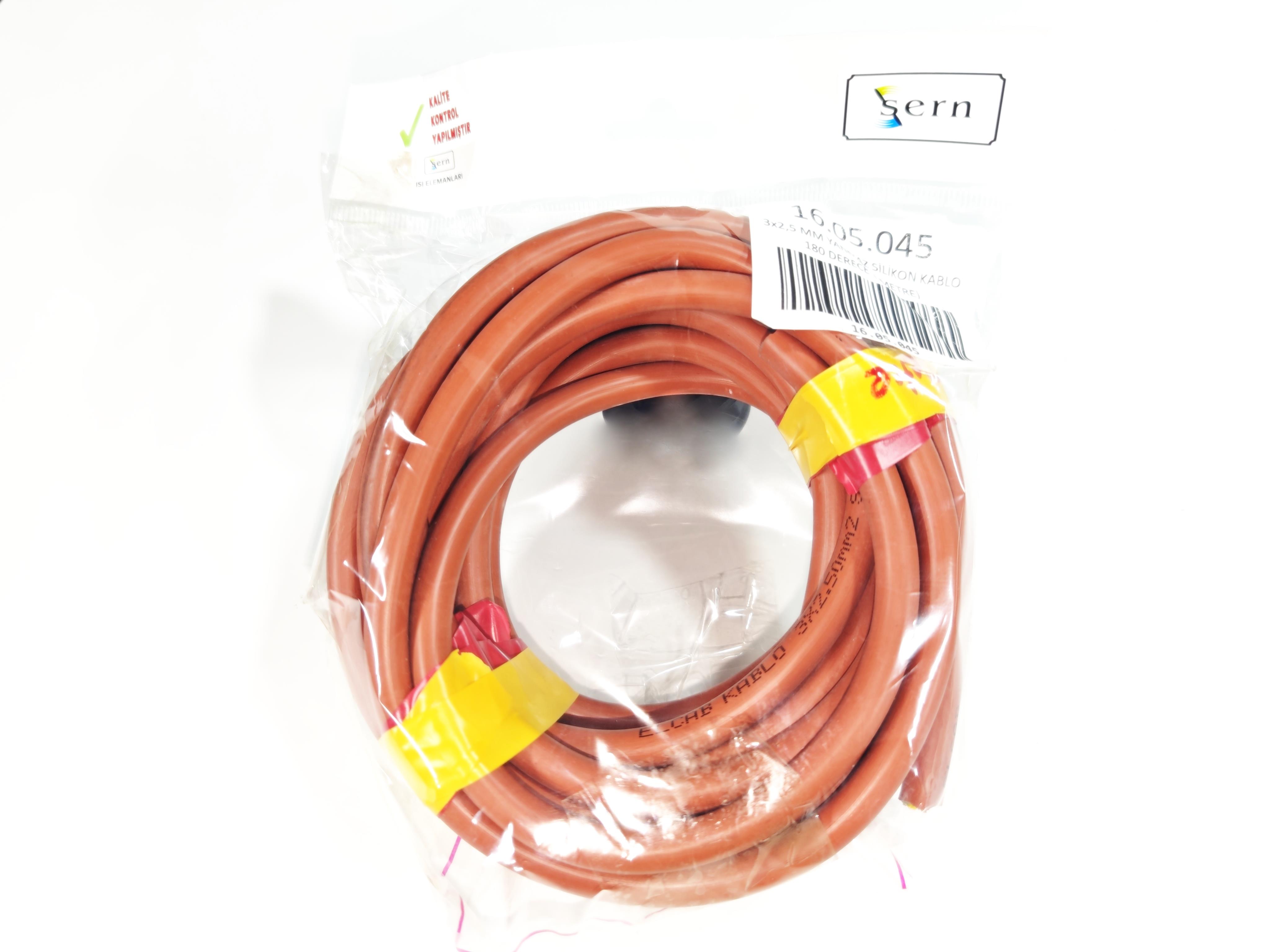 SERN 3x2,5mm Yanmaz Silikon Kablo TTR Bakır Kırmızı Renk 180 Derece (5 Metre Fişsiz)