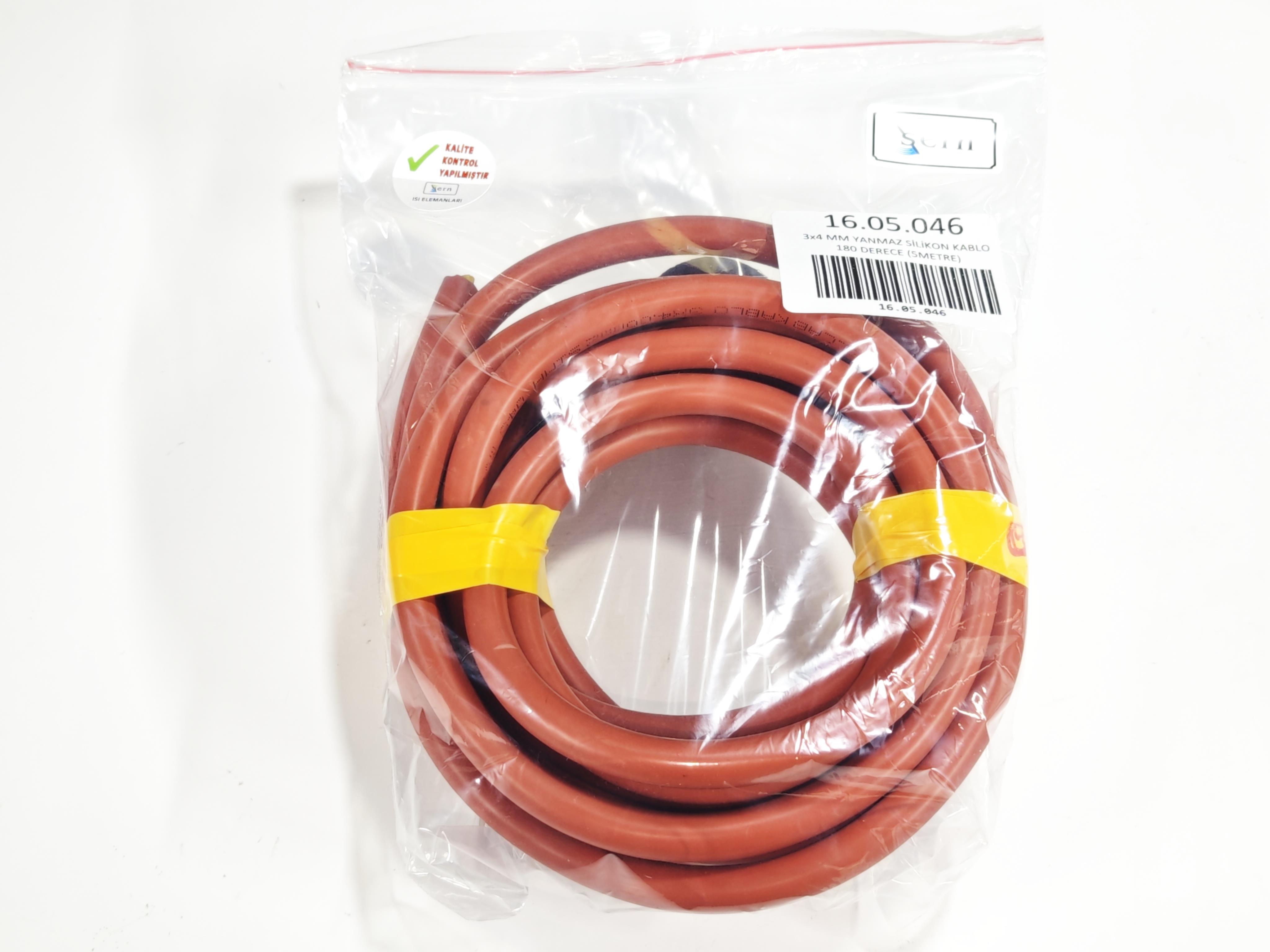 SERN 3x4mm Yanmaz Silikon Kablo TTR Bakır Kırmızı Renk 180 Derece (5 Metre Fişsiz)