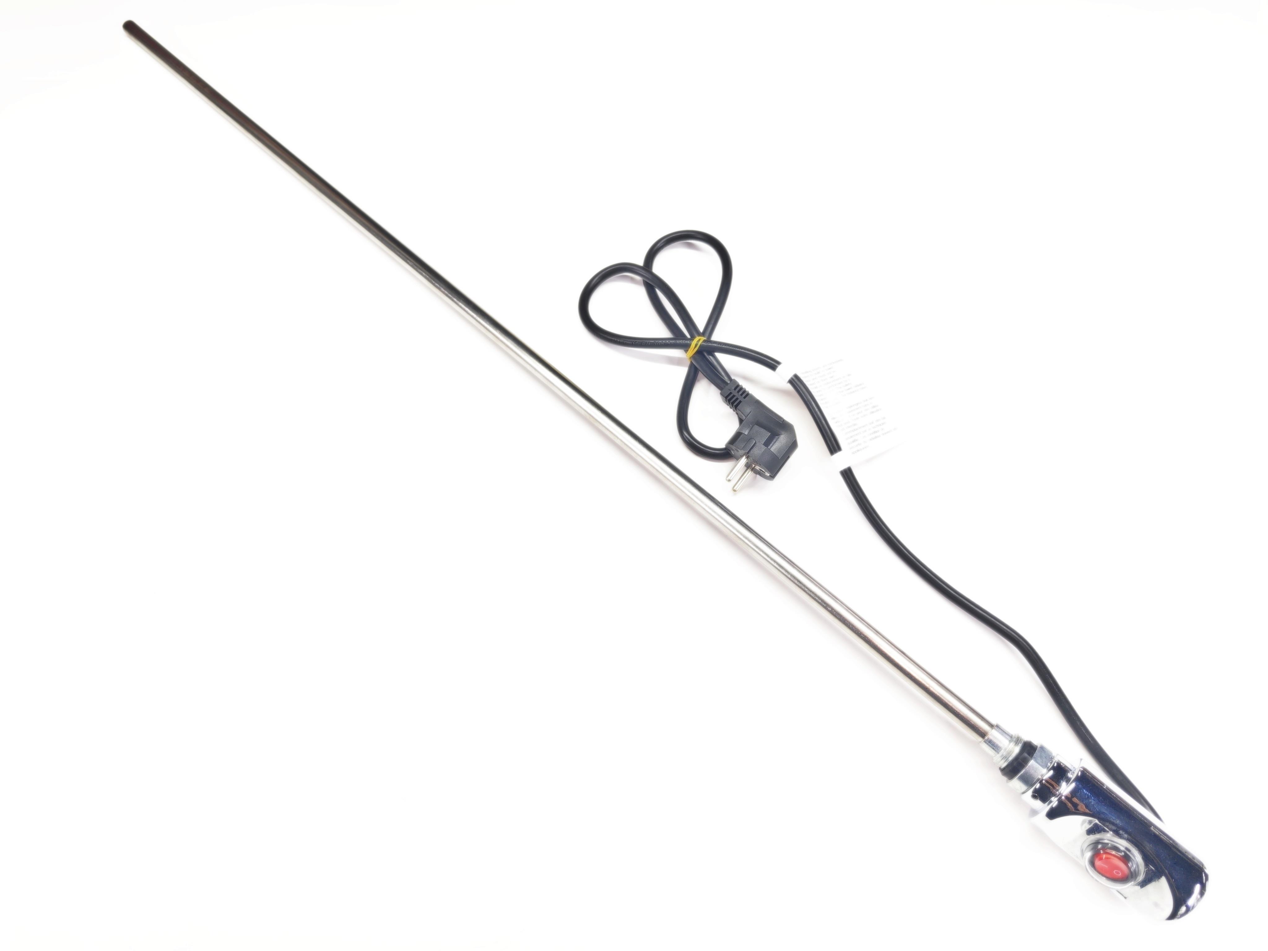 SERN Havlupan Isıtıcı Rezistans 1500W Krom Renk On/Off HP03 Model 230V L:900mm Fişli CR304 80°C Limit Termostatlı 1/2'' (Yarım Parmak)