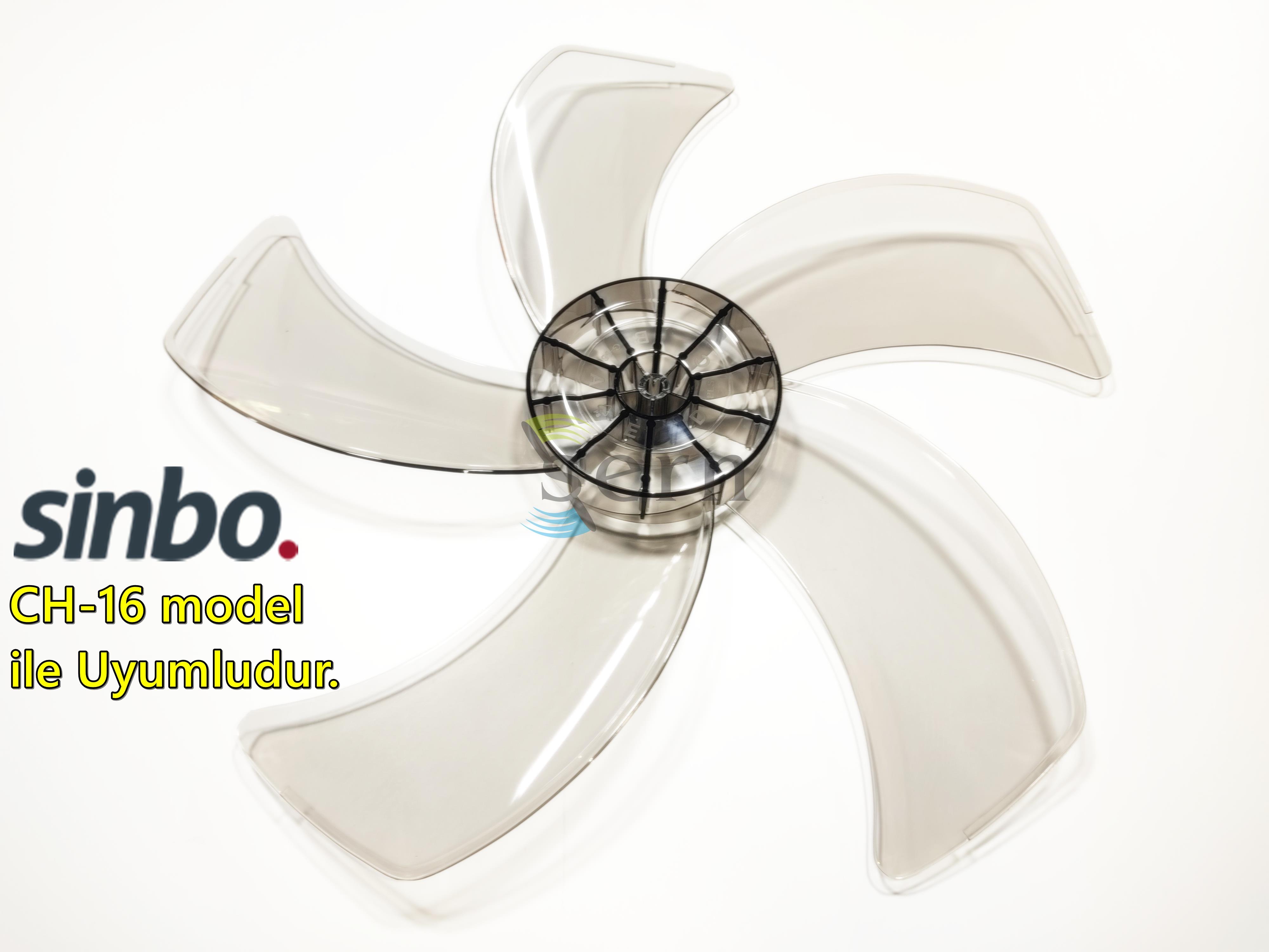 Sinbo CH 16 Modele Uyumlu Vantilatör Pervanesi 16inç 5 Kanat 38Cm Füme Renk PLS