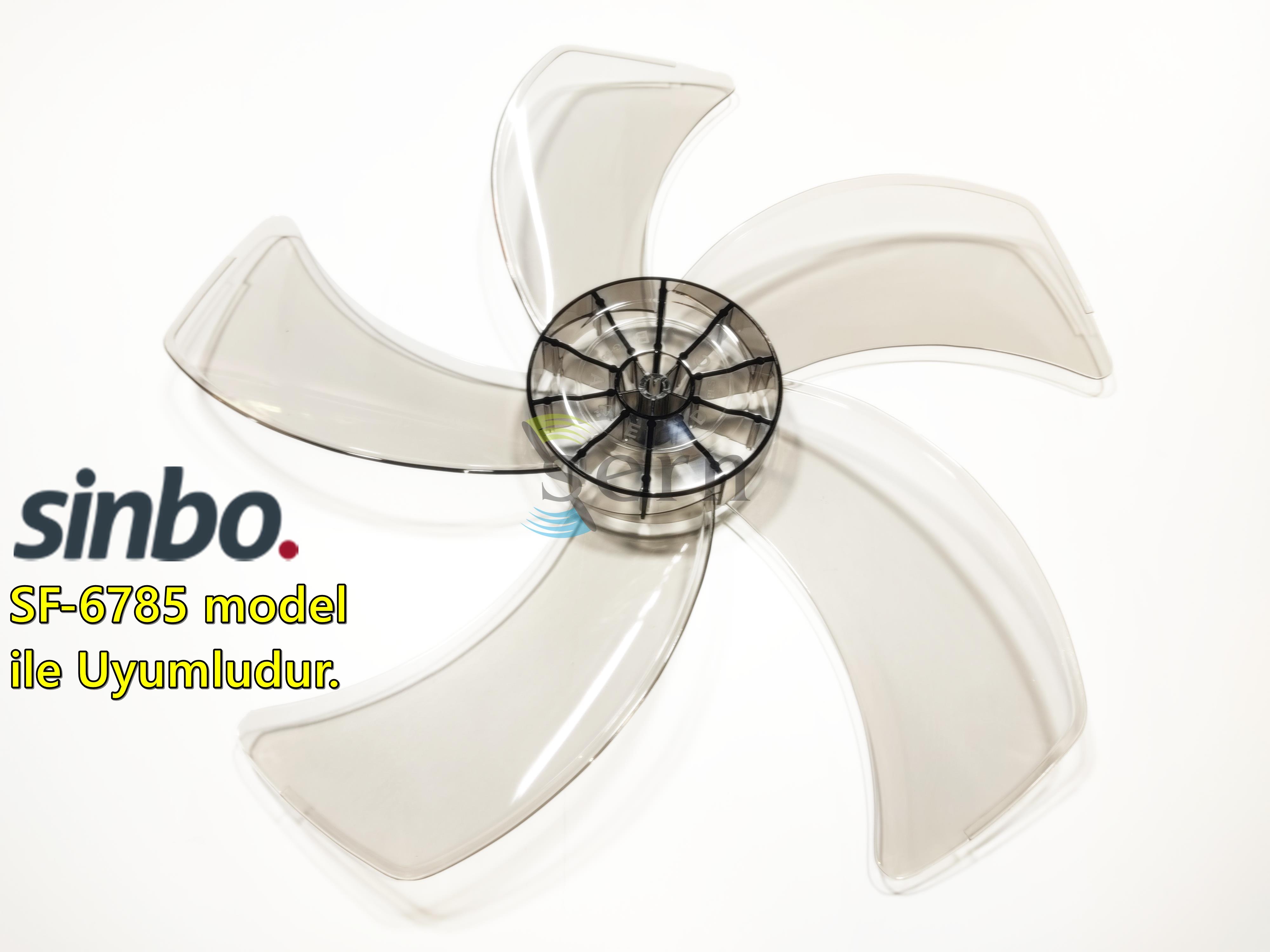Sinbo SF 6785 Modele Uyumlu Vantilatör Pervanesi 16inç 5 Kanat 38Cm Füme Renk PLS