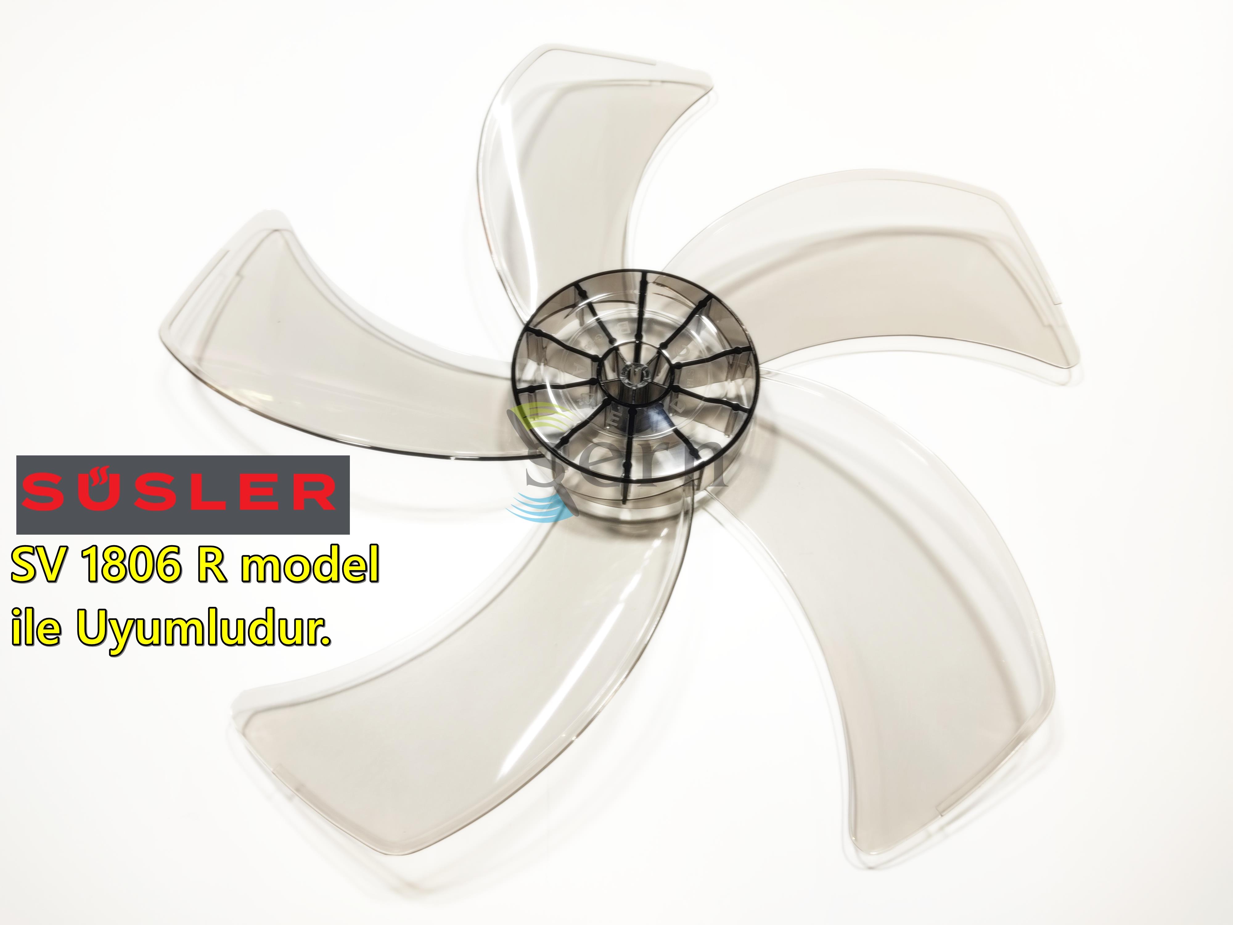 Süsler SV 1806 R Modele Uyumlu Vantilatör Pervanesi 16inç 5 Kanat 38Cm Füme Renk PLS