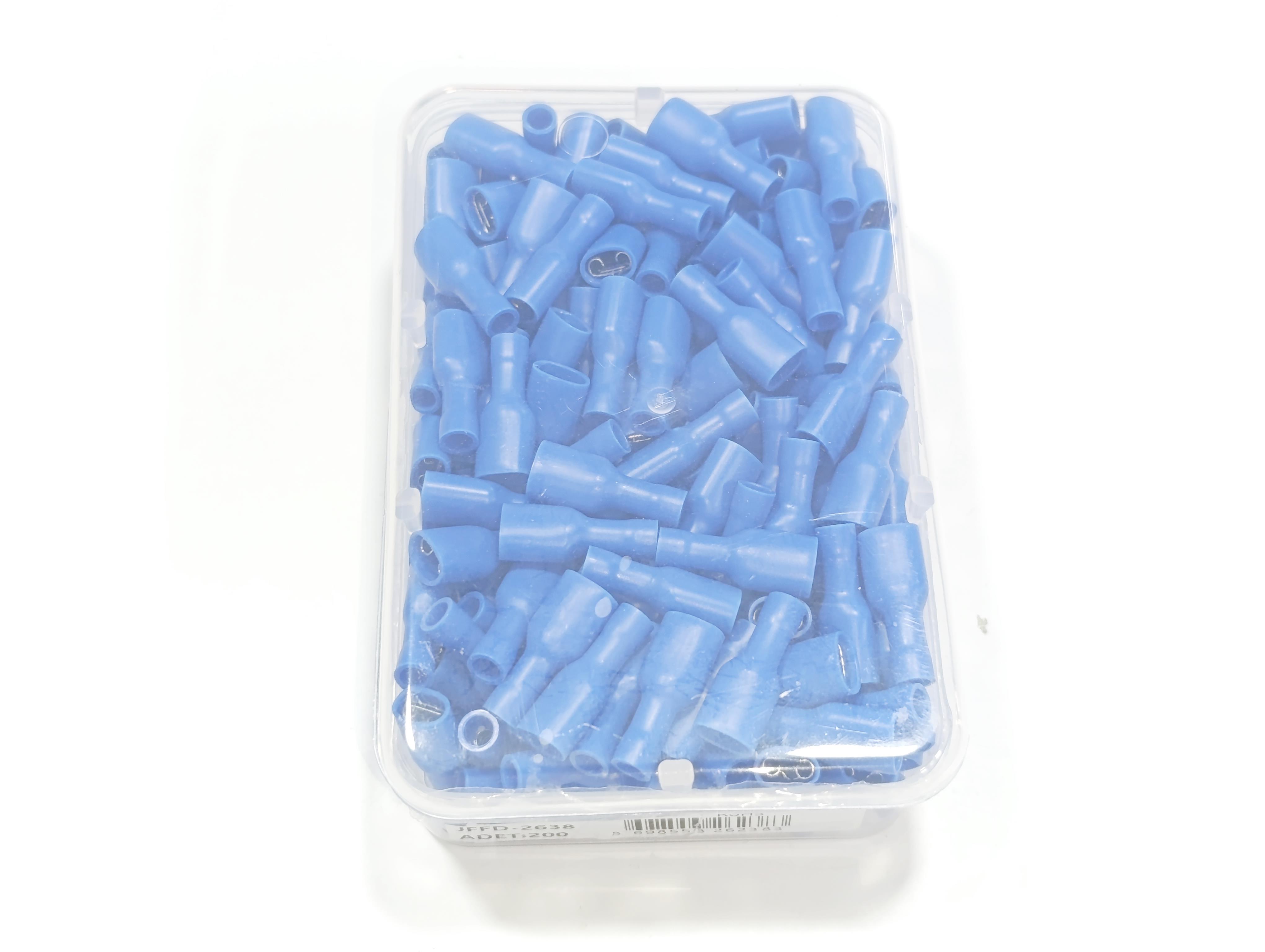 Tam İzoleli Dişi Faston Soket Kablo Ucu 0,8x6,35 1.5-2.5mm² Mavi 200 Adet