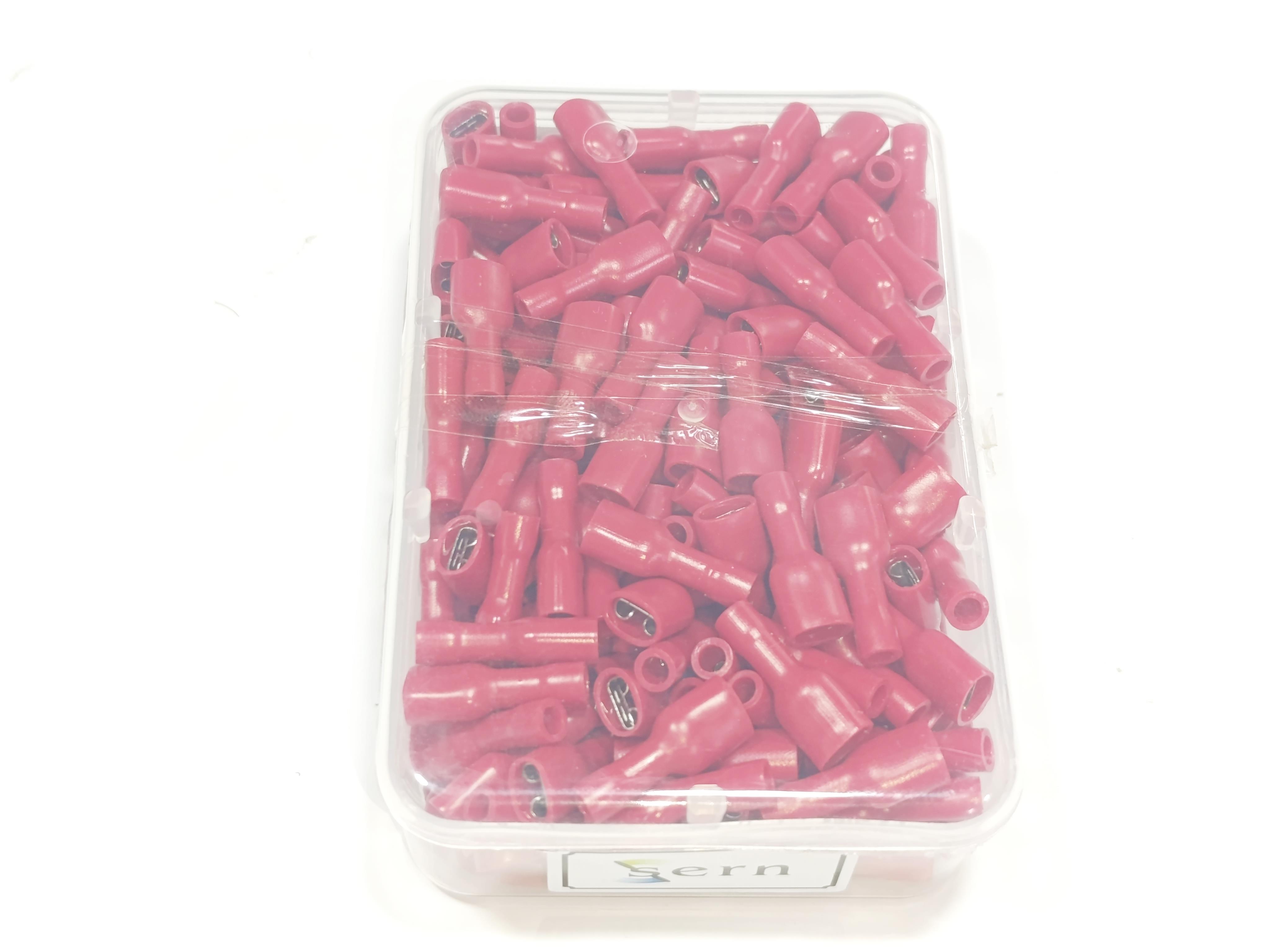 Tam İzoleli Dişi Faston Soket Kablo Ucu 0,8x6,35 0.5-1.5mm² Kırmızı 200 Adet
