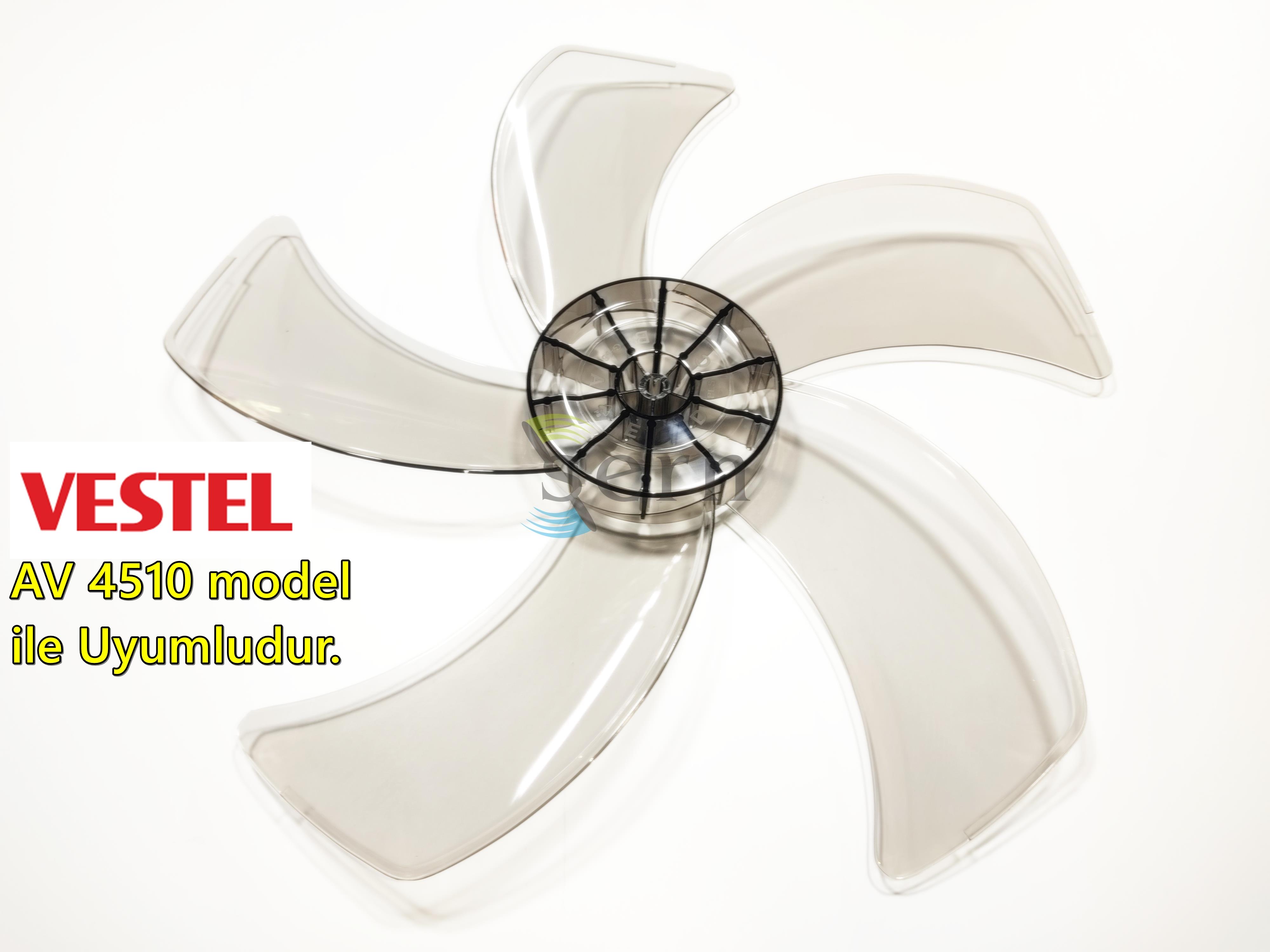 Vestel AV 4510 Modele Uyumlu Vantilatör Pervanesi 16inç 5 Kanat 38Cm Füme Renk PLS