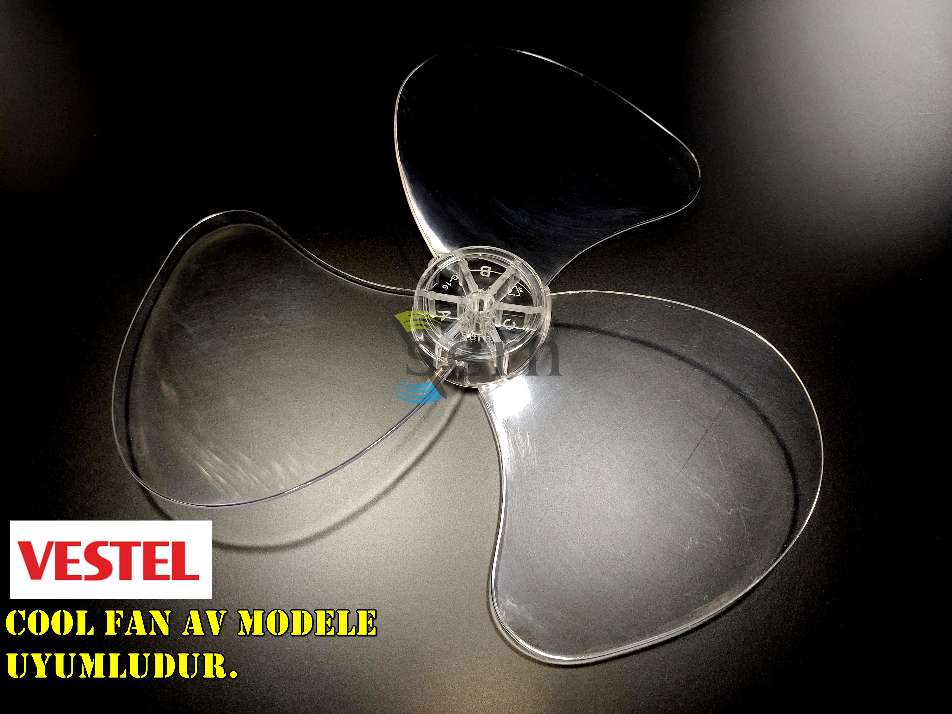 Vestel Cool fan AV Modele Uyumlu Vantilatör Pervanesi  3 kanat 36cm Sert 16inç Şeffaf