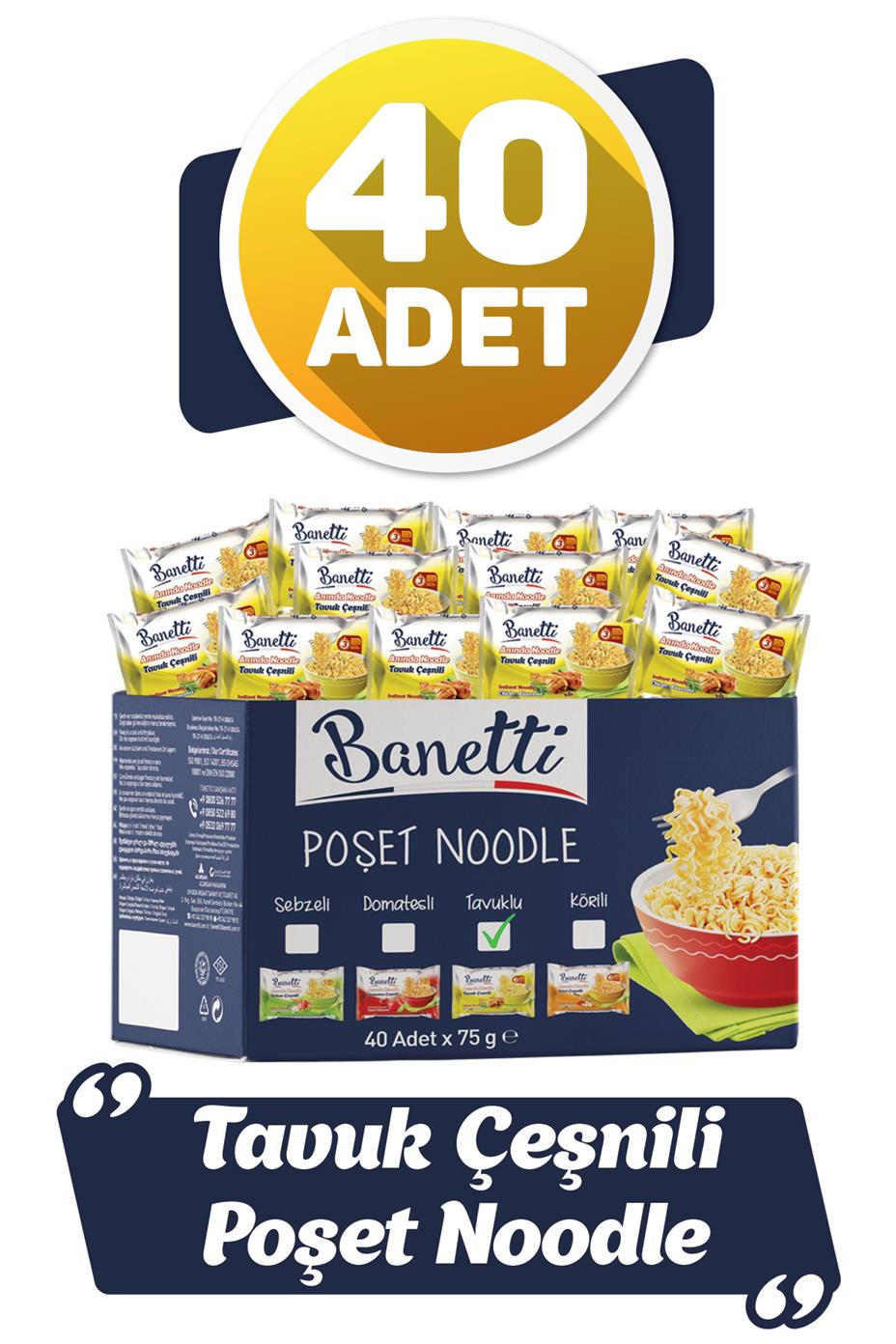 Banetti Poşet Noodle Tavuk Çeşnili 40 Adet