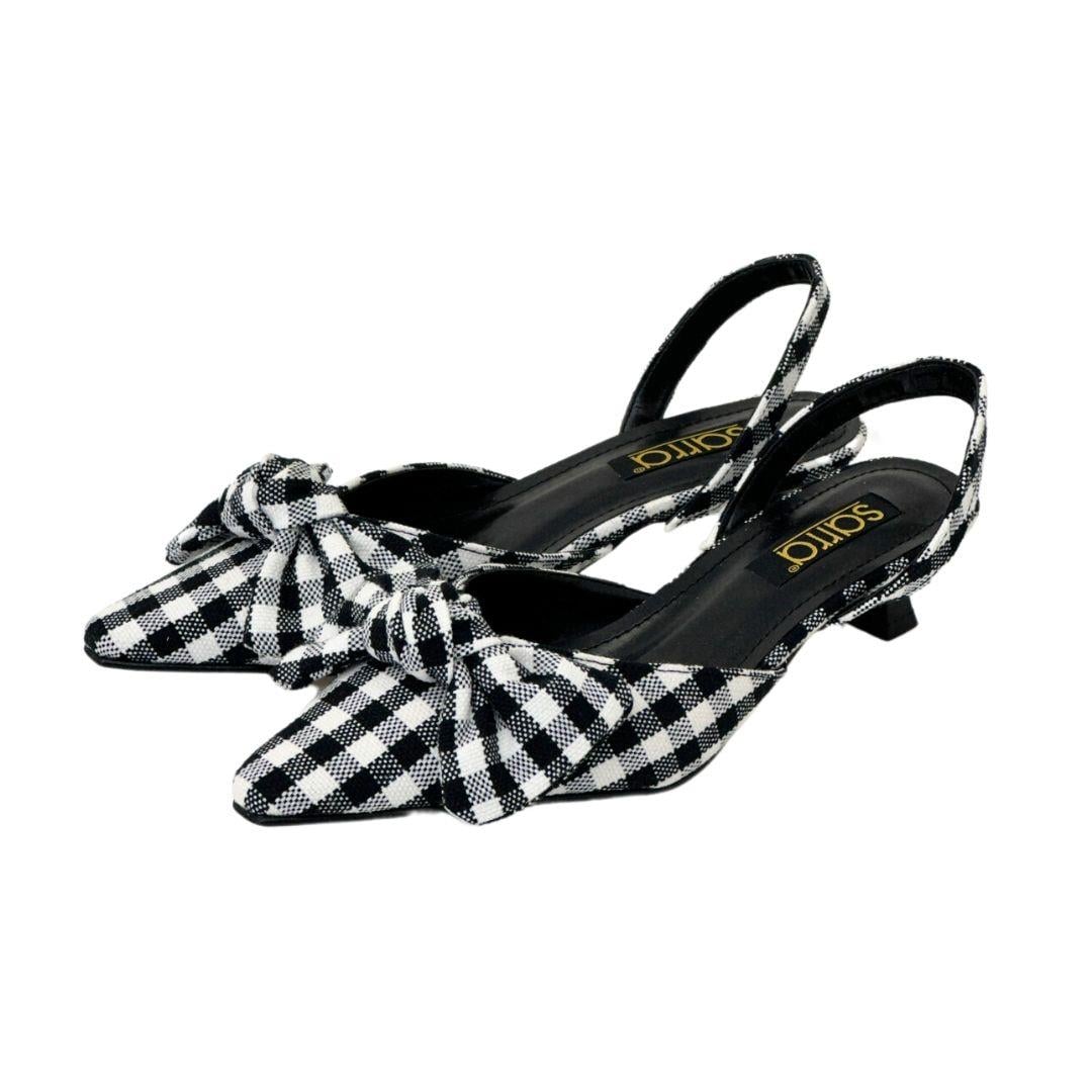 Ekose Tasarımlı 4 Cm Topuklu Stiletto