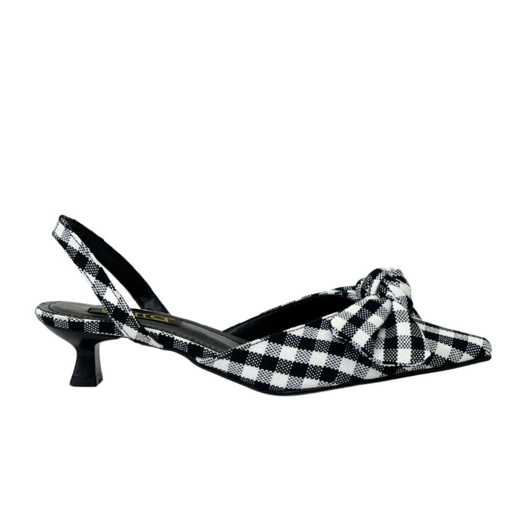 Ekose Tasarımlı 4 Cm Topuklu Stiletto
