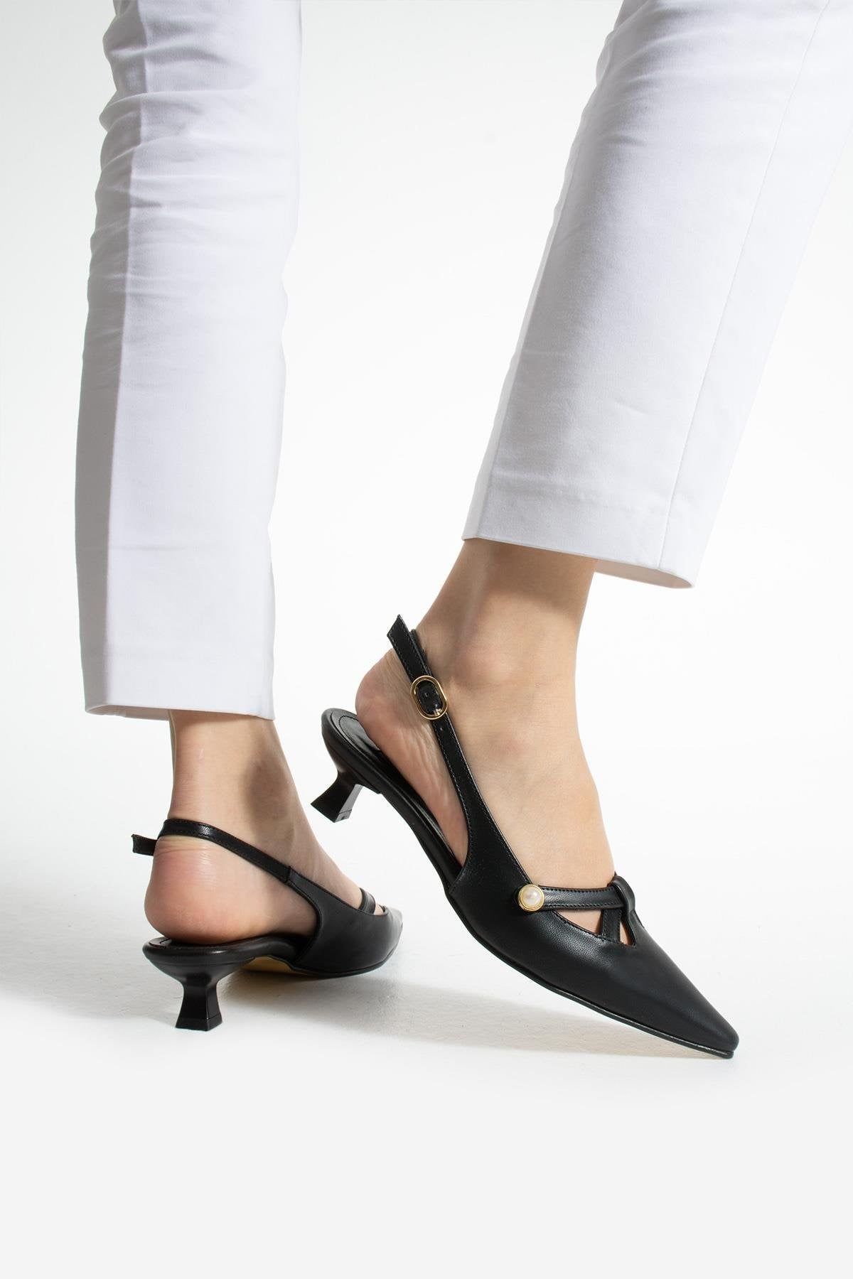 Fındık Topuk İnci Detaylı Tasarım Stiletto