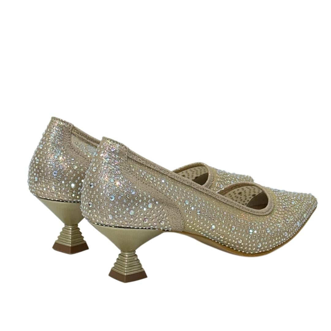 Full Taş İşlemeli Fındık Topuklu Stiletto