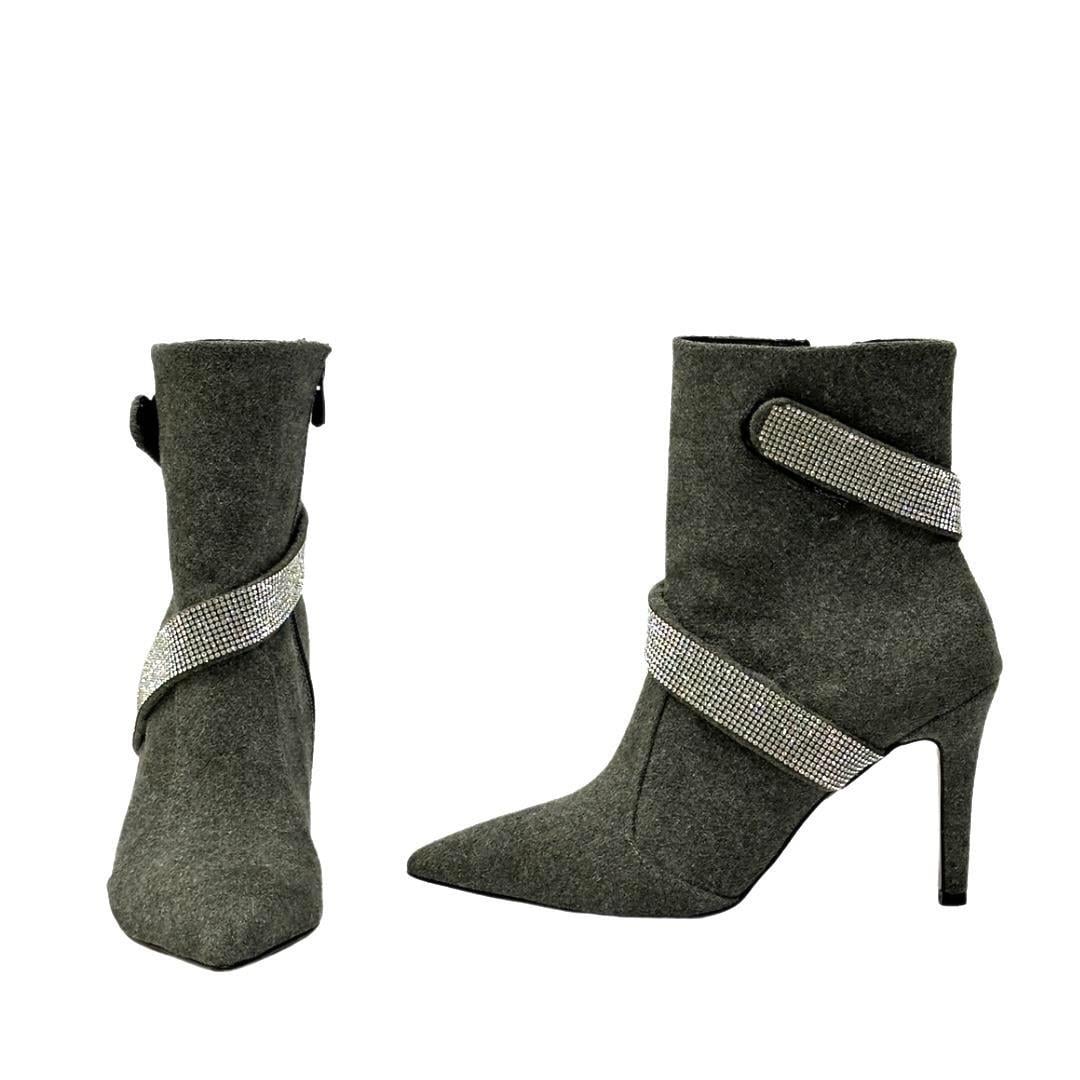 Gümüş Detaylı 9 Cm Topuklu Tasarım Stiletto Bot