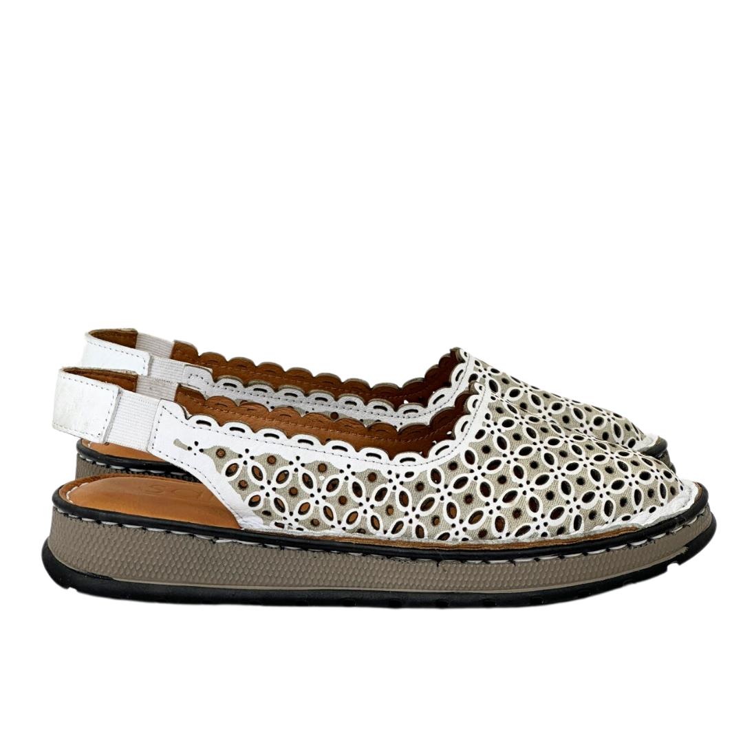 Hakiki Deri 3 Cm Tabanlı Lezer Delikli Sandalet