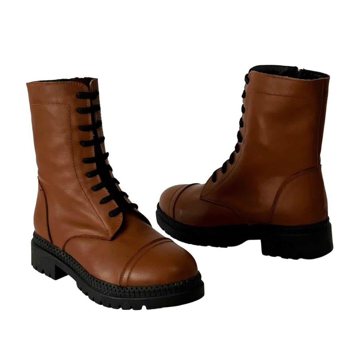 Hakiki Deri 4 Cm Kalın Tabanlı Bot