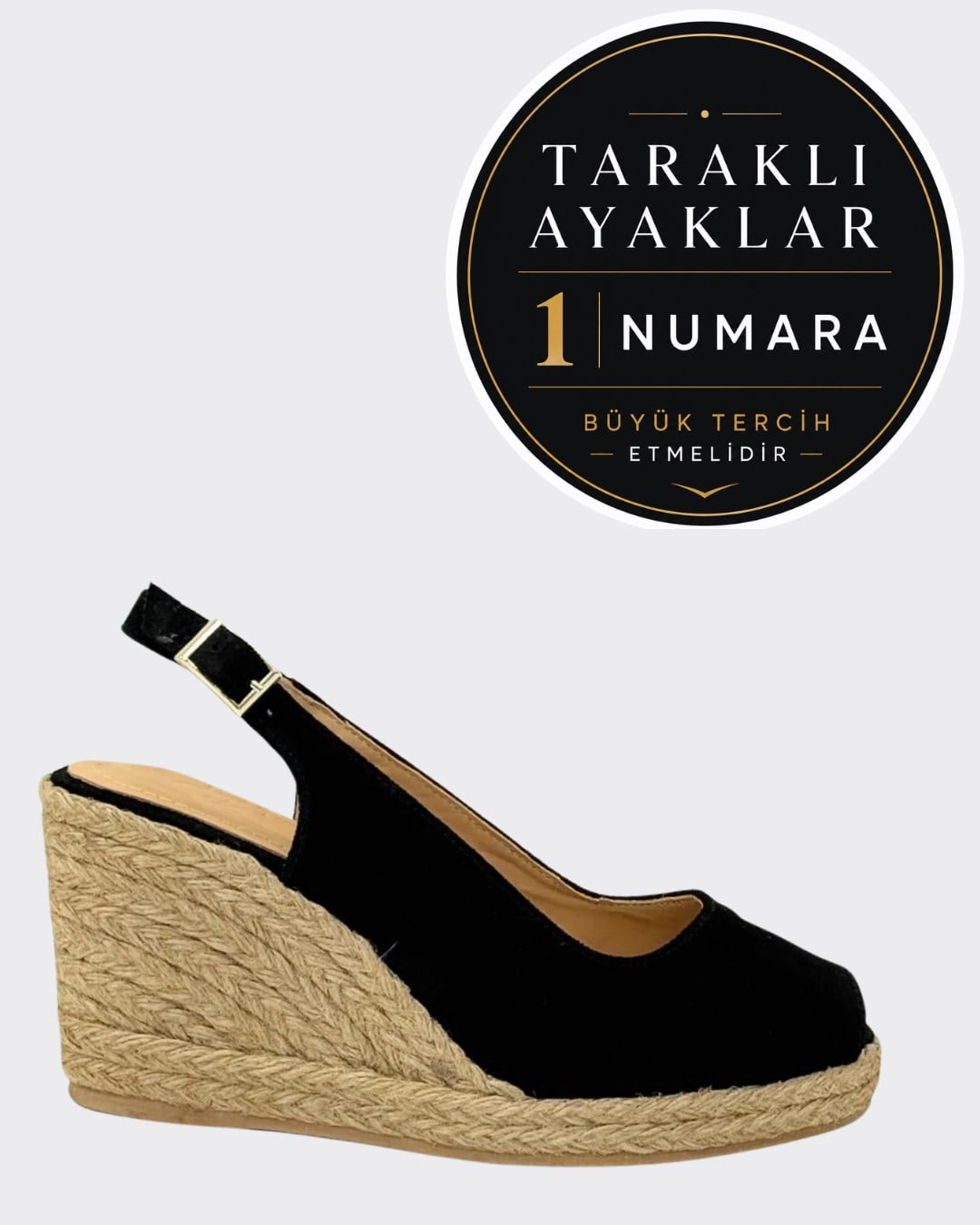 Hakiki Deri Dolgu Topuk Burnu Açık Espadril