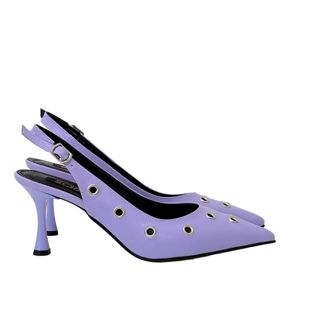 Kuş Gözü Tasarımlı Arkası Açık 8 Cm Rahat Topuklu Stiletto