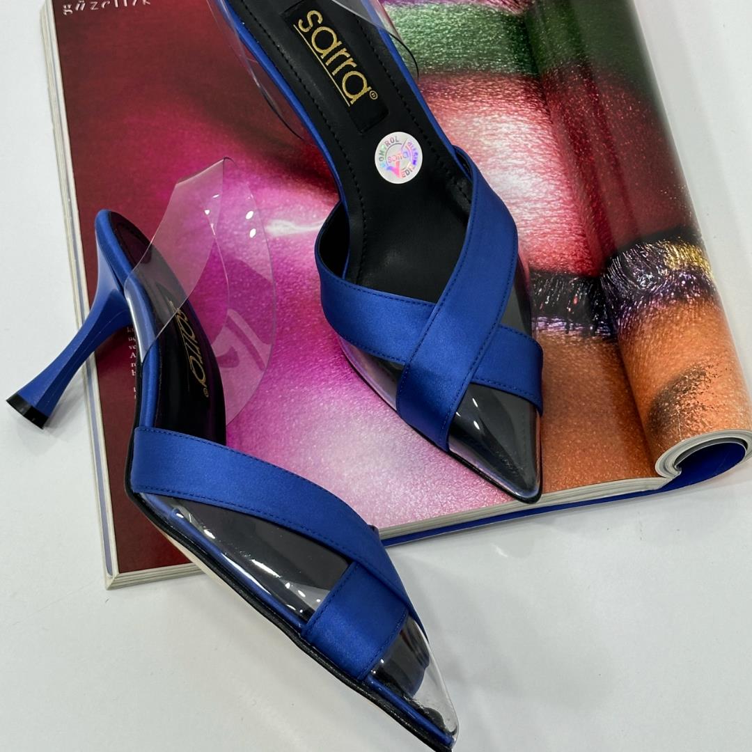 Saten Detaylı 9 Cm Topuklu Şeffaf Stiletto
