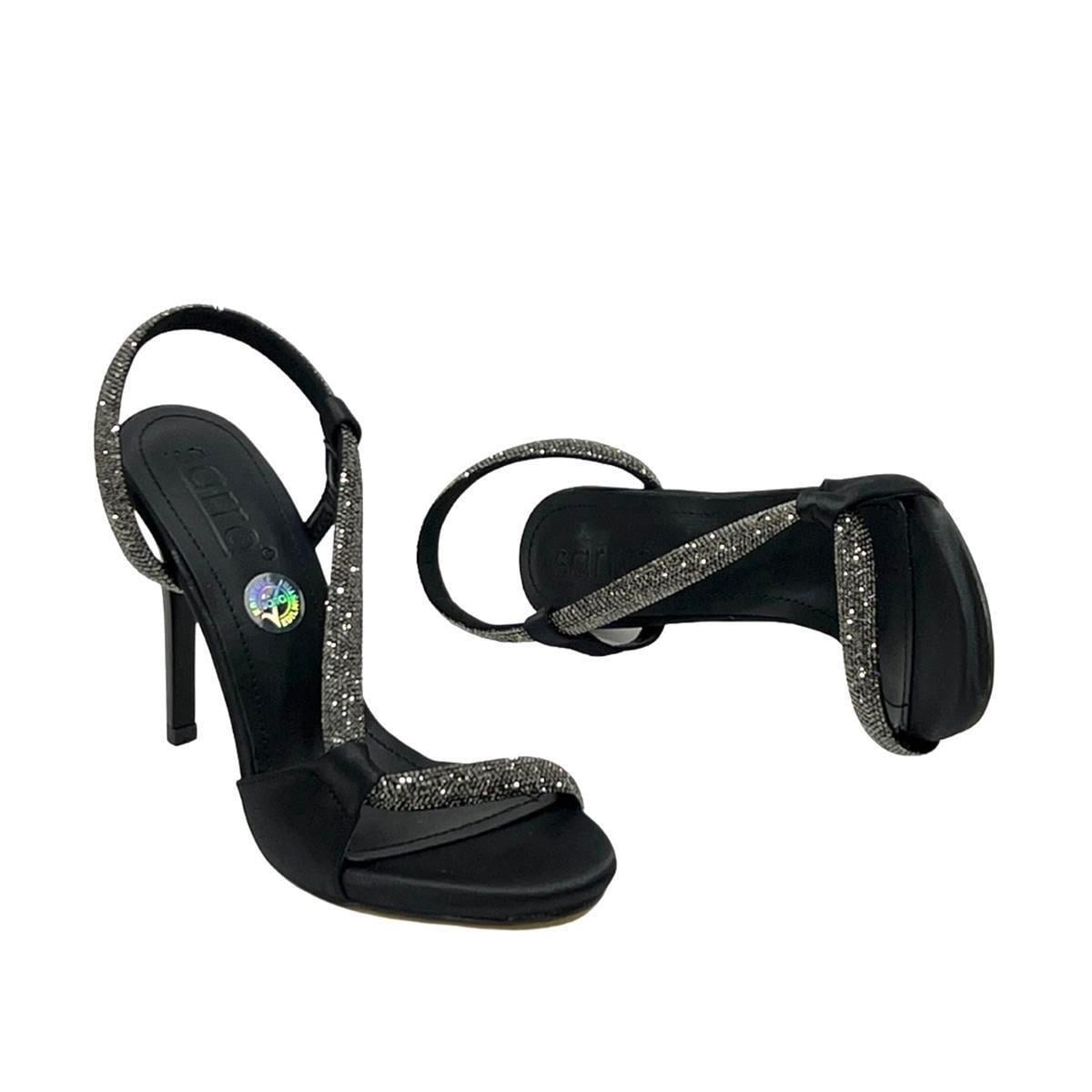 Saten Taş Bantlı 11 Cm Platform Topuklu Rahat Ayakkabı
