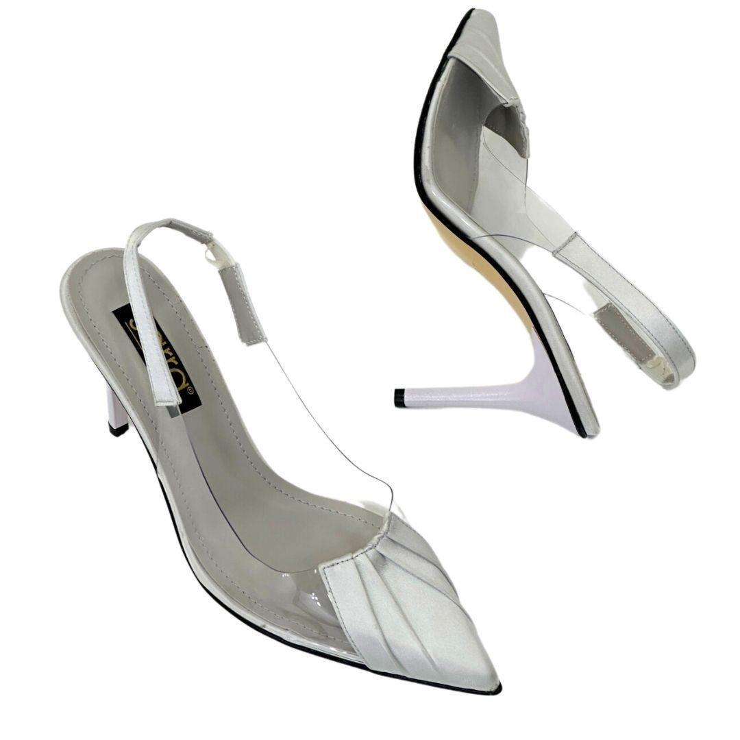 Şeffaf Saten Detaylı Tasarım Stiletto