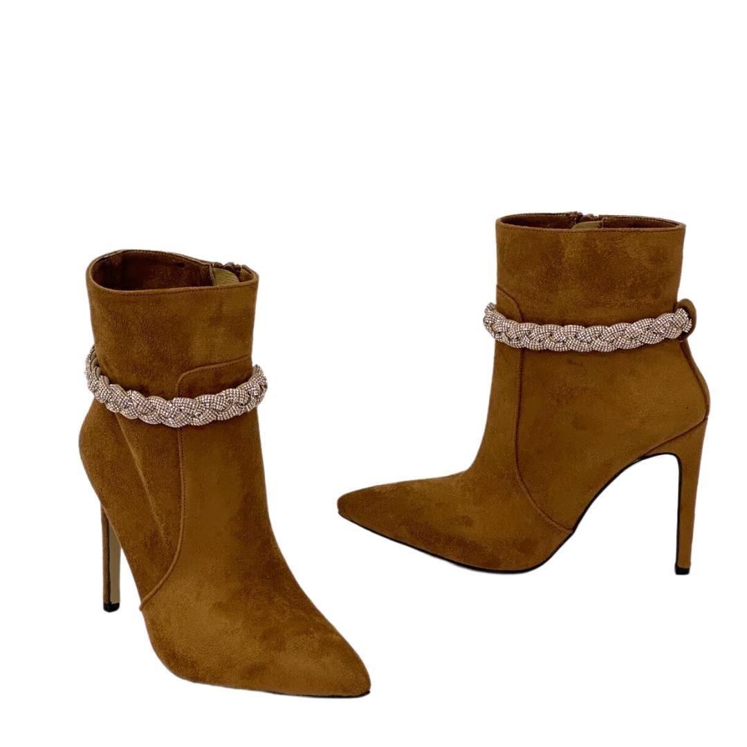 Süet 10 Cm Topuklu Stiletto Bot