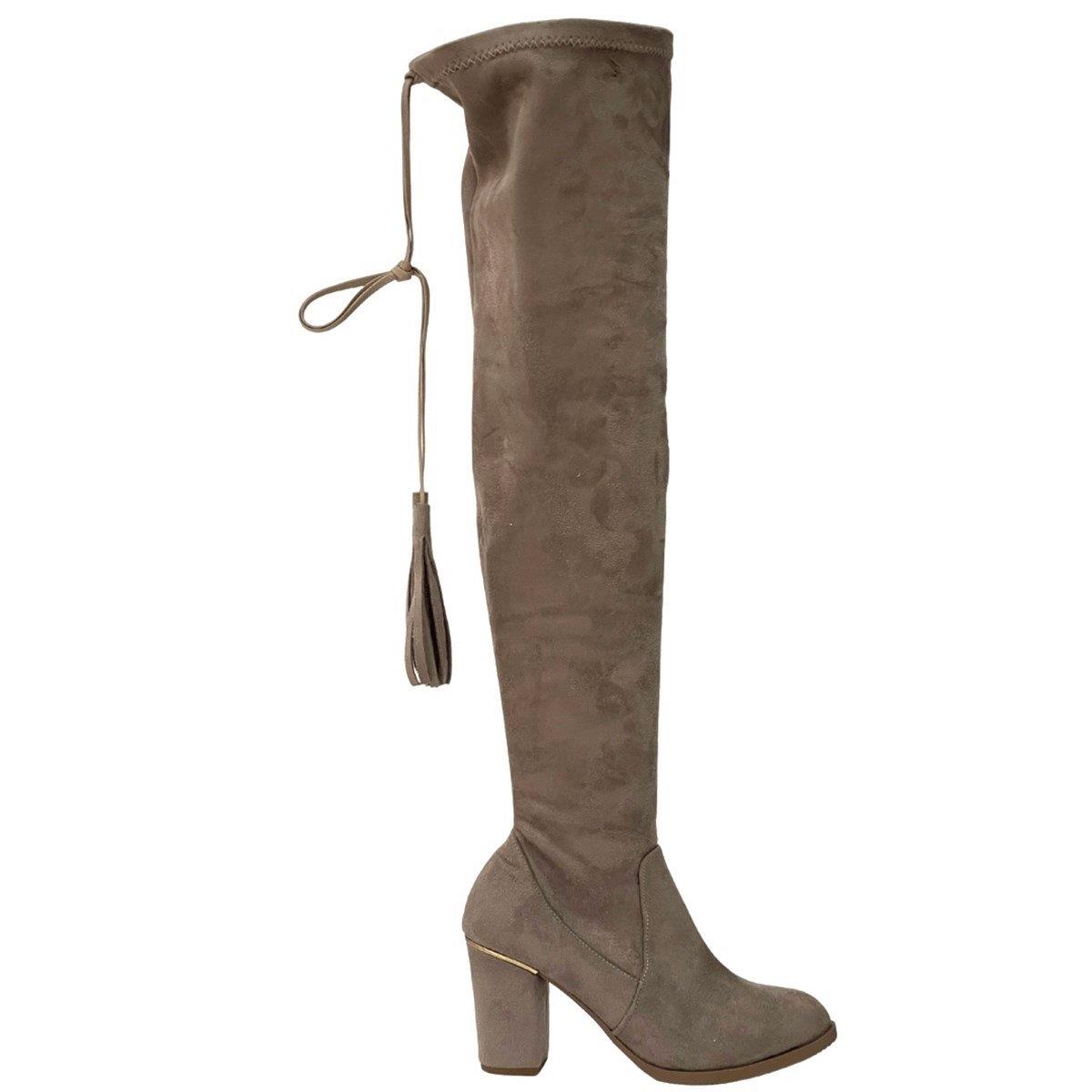 SÜET DİZ ÜSTÜ 8 CM TOPUKLU ÇİZME