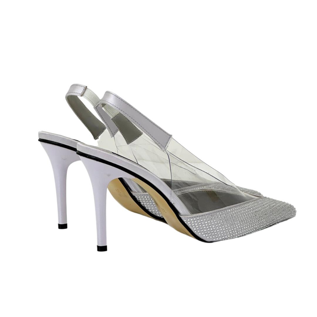 Taş Detaylı Şeffaf Stiletto