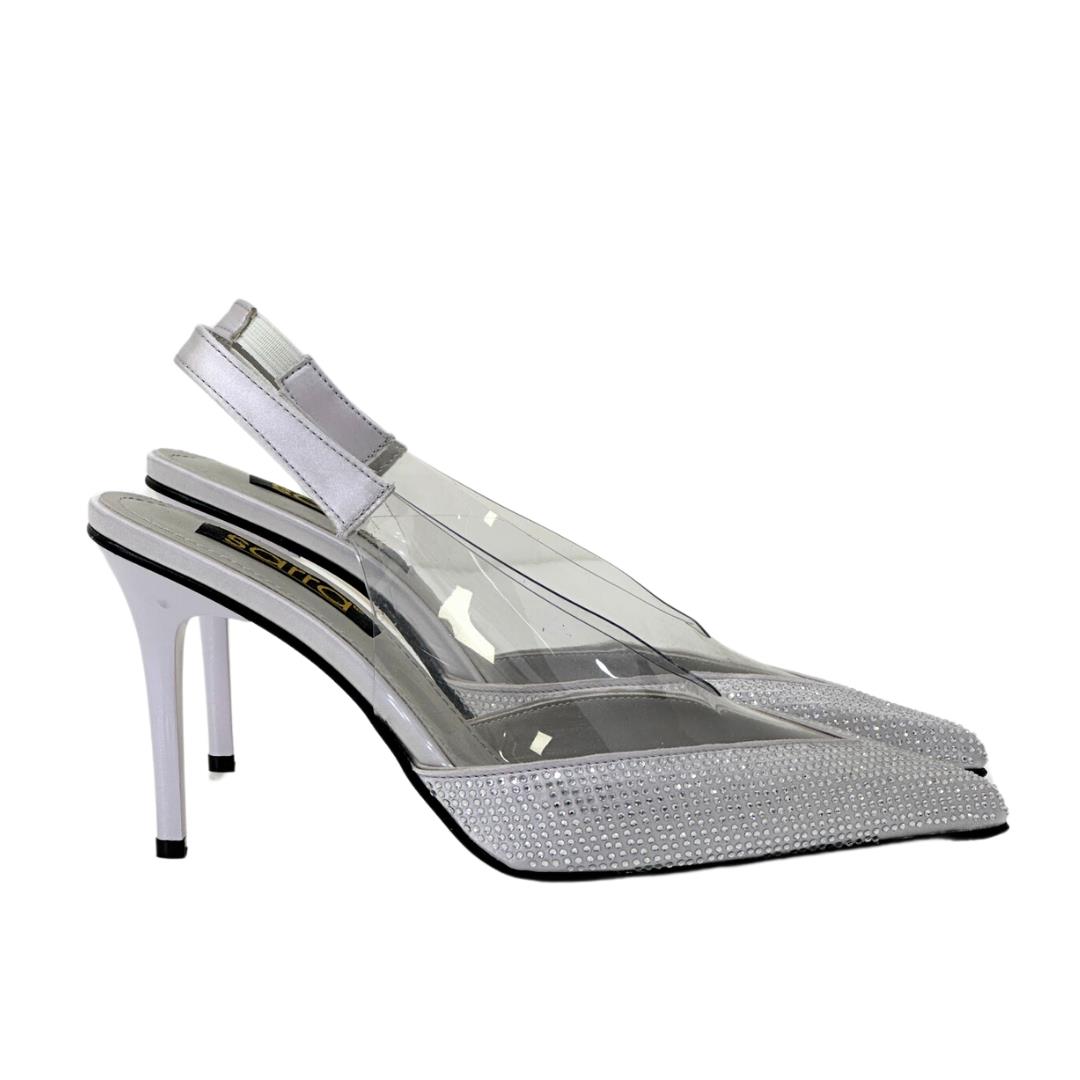 Taş Detaylı Şeffaf Stiletto