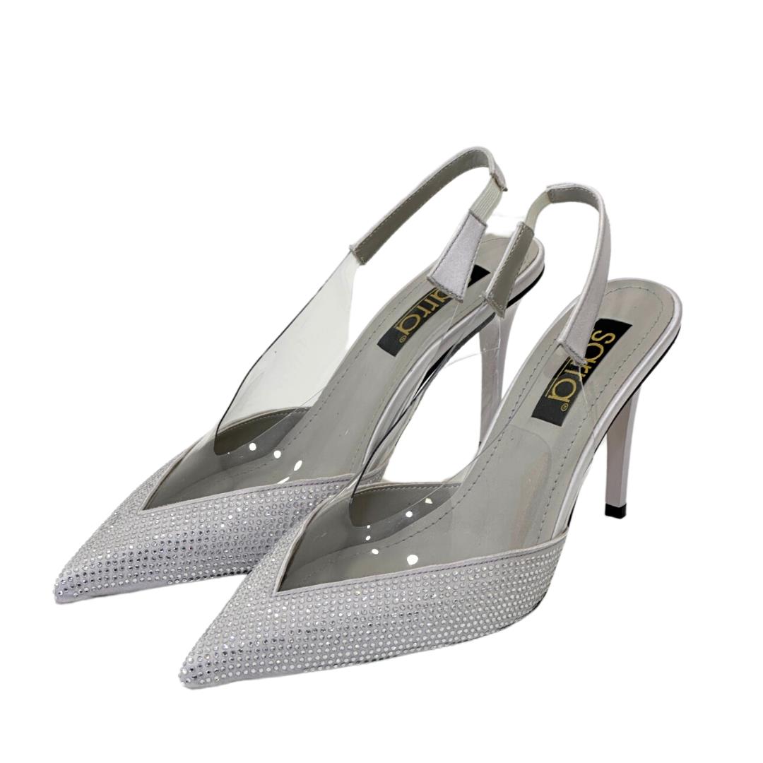 Taş Detaylı Şeffaf Stiletto