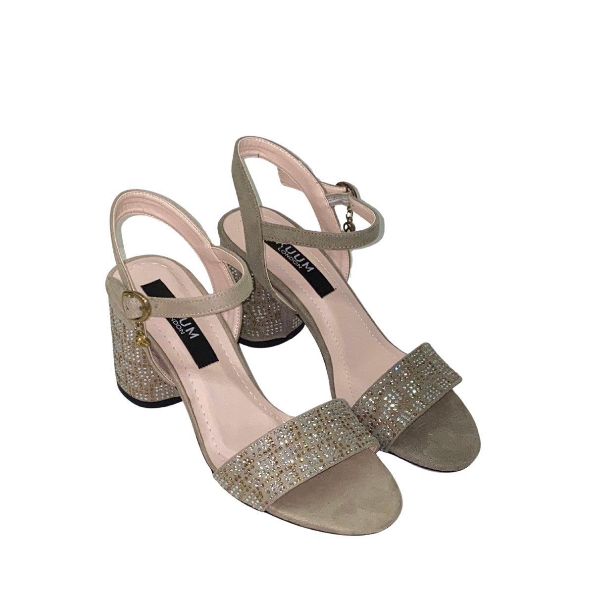 TAŞLI 8 CM KALIN TOPUKLU SANDALET