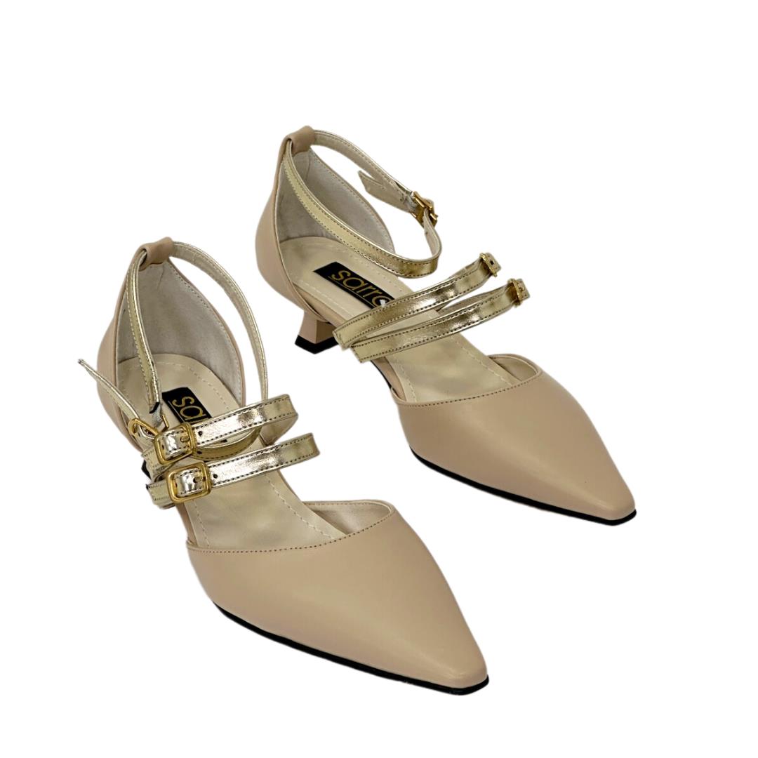 Üç Bantlı Tasarım Fındık Topuklu Stiletto