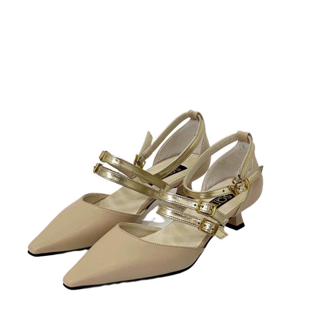 Üç Bantlı Tasarım Fındık Topuklu Stiletto