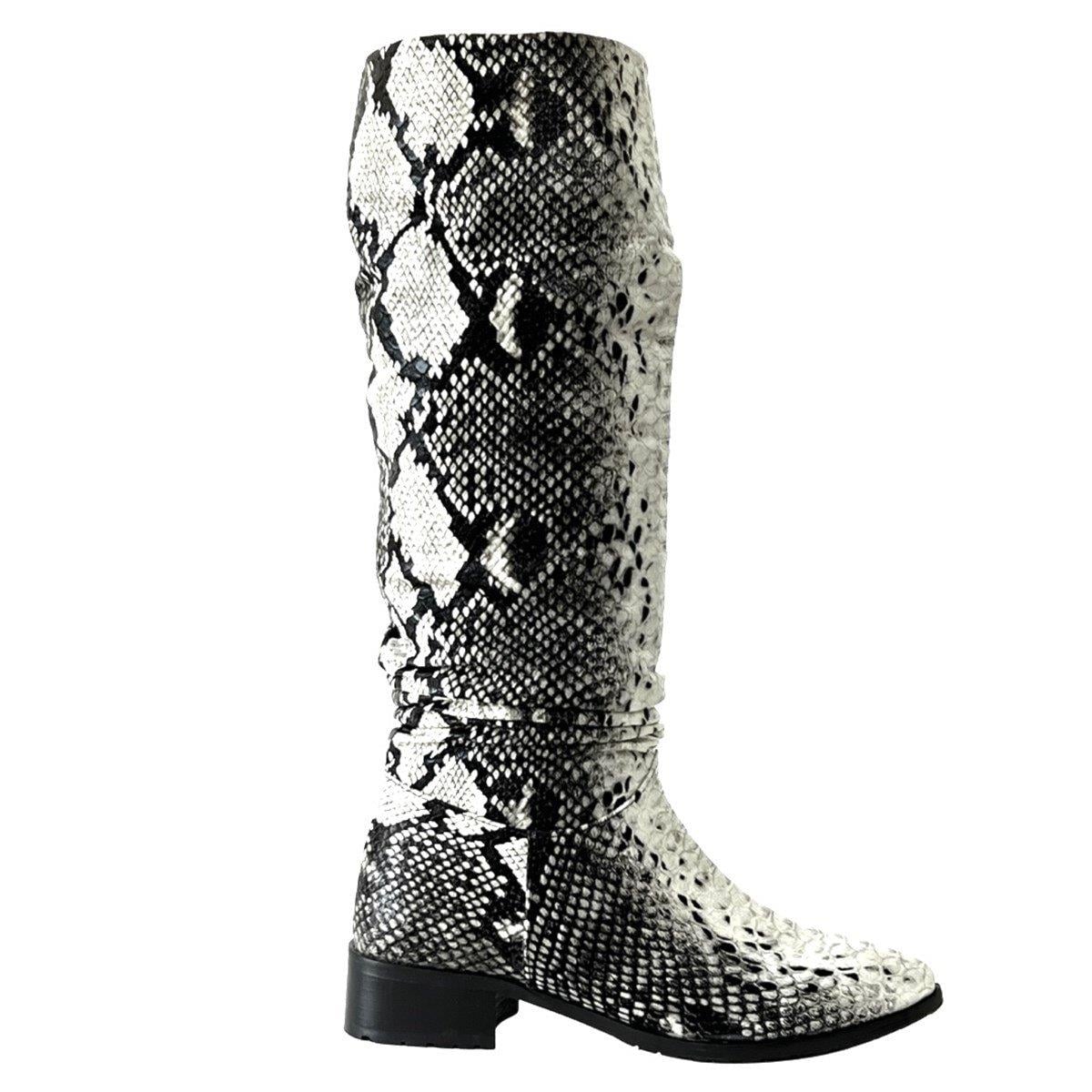 Yılan Baskılı 3 Cm Topuklu Çizme