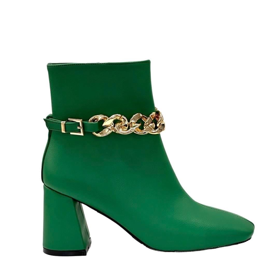 Zincir Detaylı 7 Cm Kalın Topuklu Bot