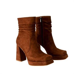 10 Cm Platform Topuklu Büzgü Detaylı Bot