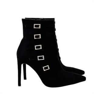 10 Cm Topuklu Taş Detaylı Tasarım Stiletto Bot