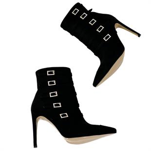 10 Cm Topuklu Taş Detaylı Tasarım Stiletto Bot