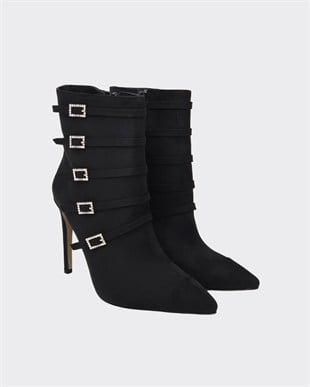 10 Cm Topuklu Taş Detaylı Tasarım Stiletto Bot