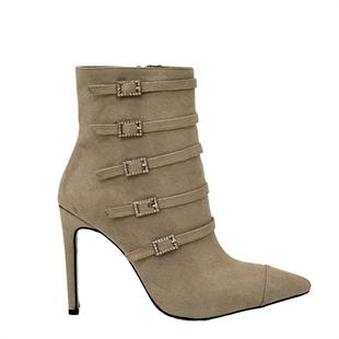 10 Cm Topuklu Taş Detaylı Tasarım Stiletto Bot