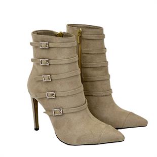 10 Cm Topuklu Taş Detaylı Tasarım Stiletto Bot