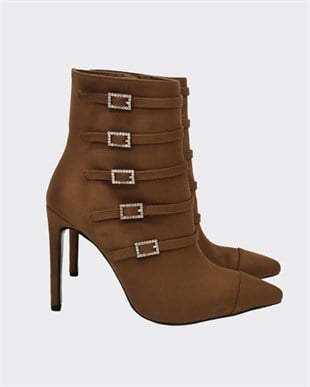 10 Cm Topuklu Taş Detaylı Tasarım Stiletto Bot