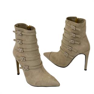 10 Cm Topuklu Taş Detaylı Tasarım Stiletto Bot