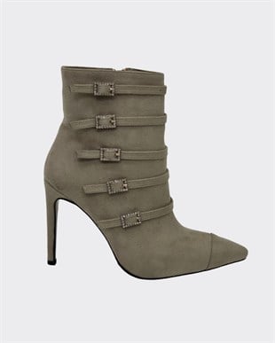 10 Cm Topuklu Taş Detaylı Tasarım Stiletto Bot