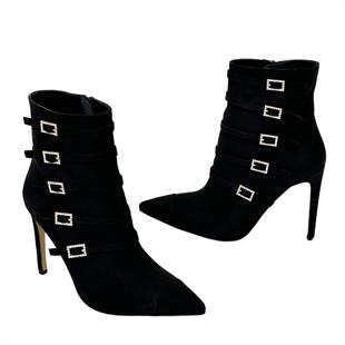 10 Cm Topuklu Taş Detaylı Tasarım Stiletto Bot