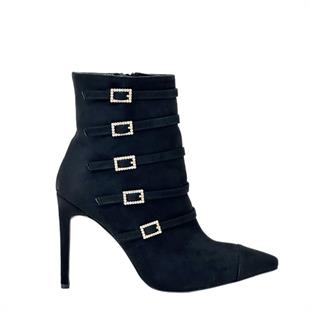 10 Cm Topuklu Taş Detaylı Tasarım Stiletto Bot