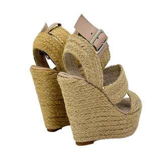 14 Cm Dolgu Topuklu Hasır Espadril  Ayakkabı