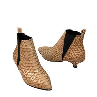 4 Cm Topuklu Yılan Baskılı Bot